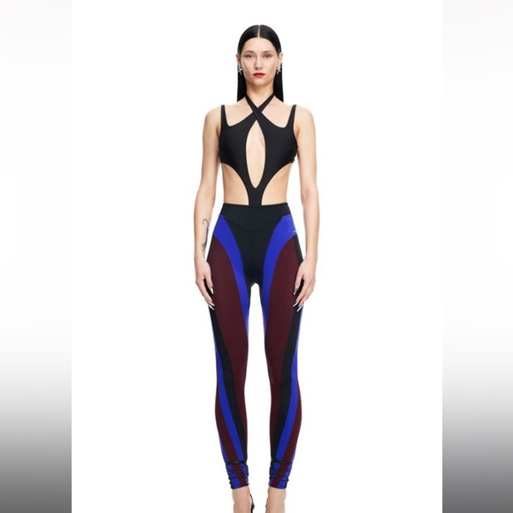 Pants - Mugler Spiral-paneled Jersey Leggings
